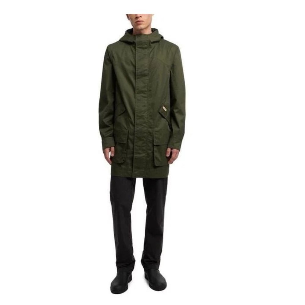 New HUNTER Men's Green Downing Hooded Rain Jacket Size Large